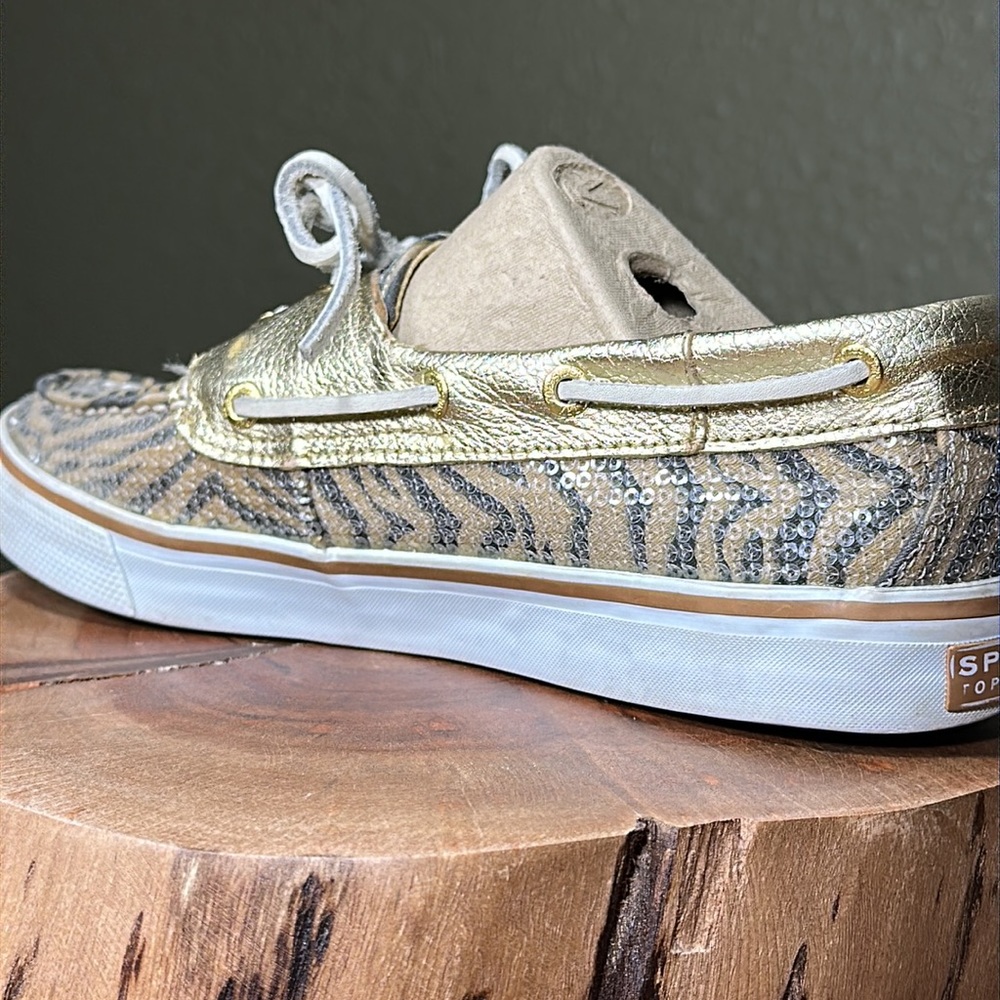 SPERRY Women’s Bahama Gold/Brn Zebra Sequins - Picture 10 of 16